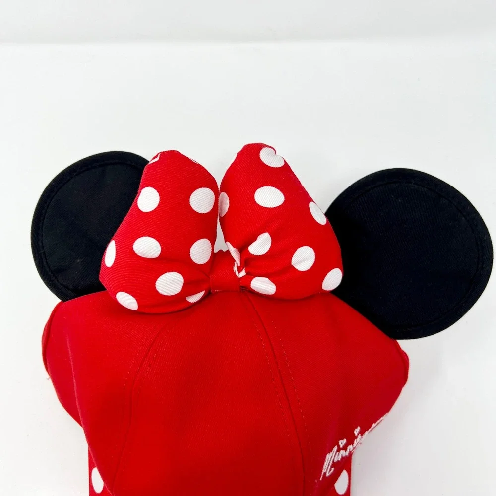 Disney Parks Minnie Mouse Red Polka Dot Bow Ears Cap Youth Snapback Hat